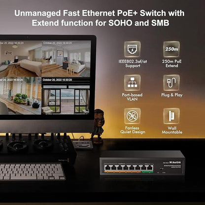 MokerLink 8 Port PoE Switch with 6 PoE+ Port – In Use