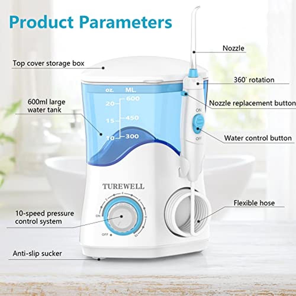 Water Teeth Cleaner: TUREWELL Water Dental Flosser – Side View
