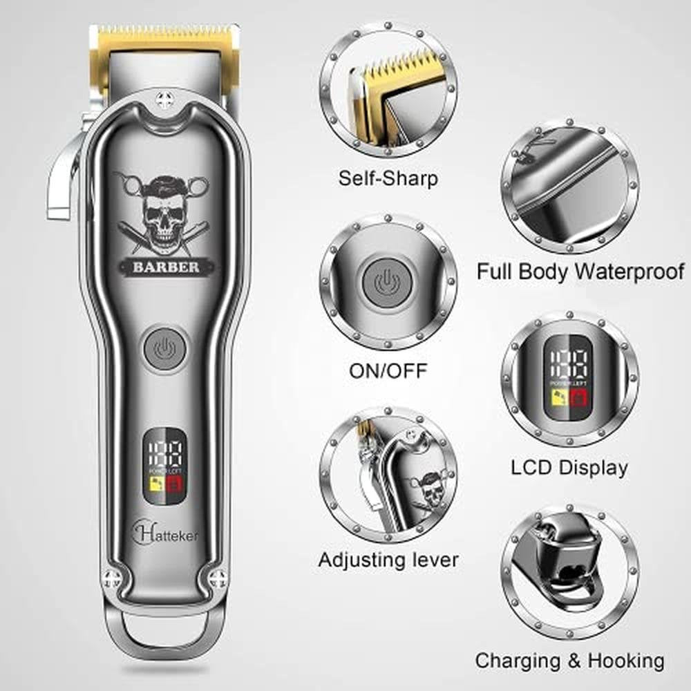 Hair Clippers: Hatteker Hair Cutting Kit Pro Cordless IPX7 – Side View