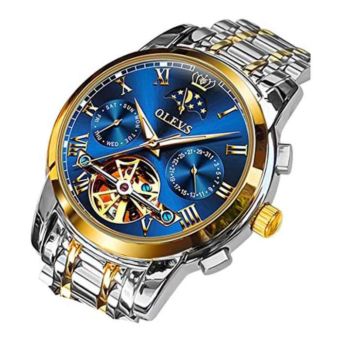Luxury Men's Watch: OLEVS Automatic Mechanical Skeleton – Front View