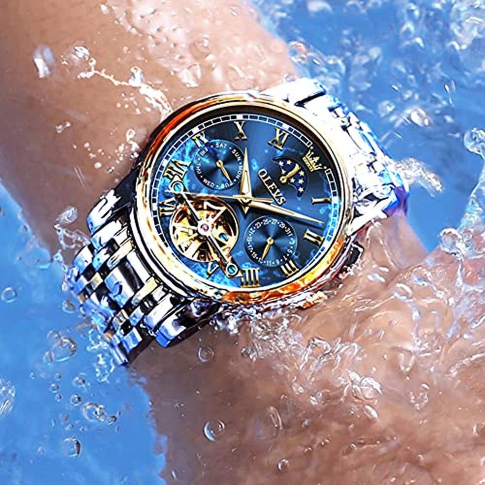 Luxury Men's Watch: OLEVS Automatic Mechanical Skeleton – In Use