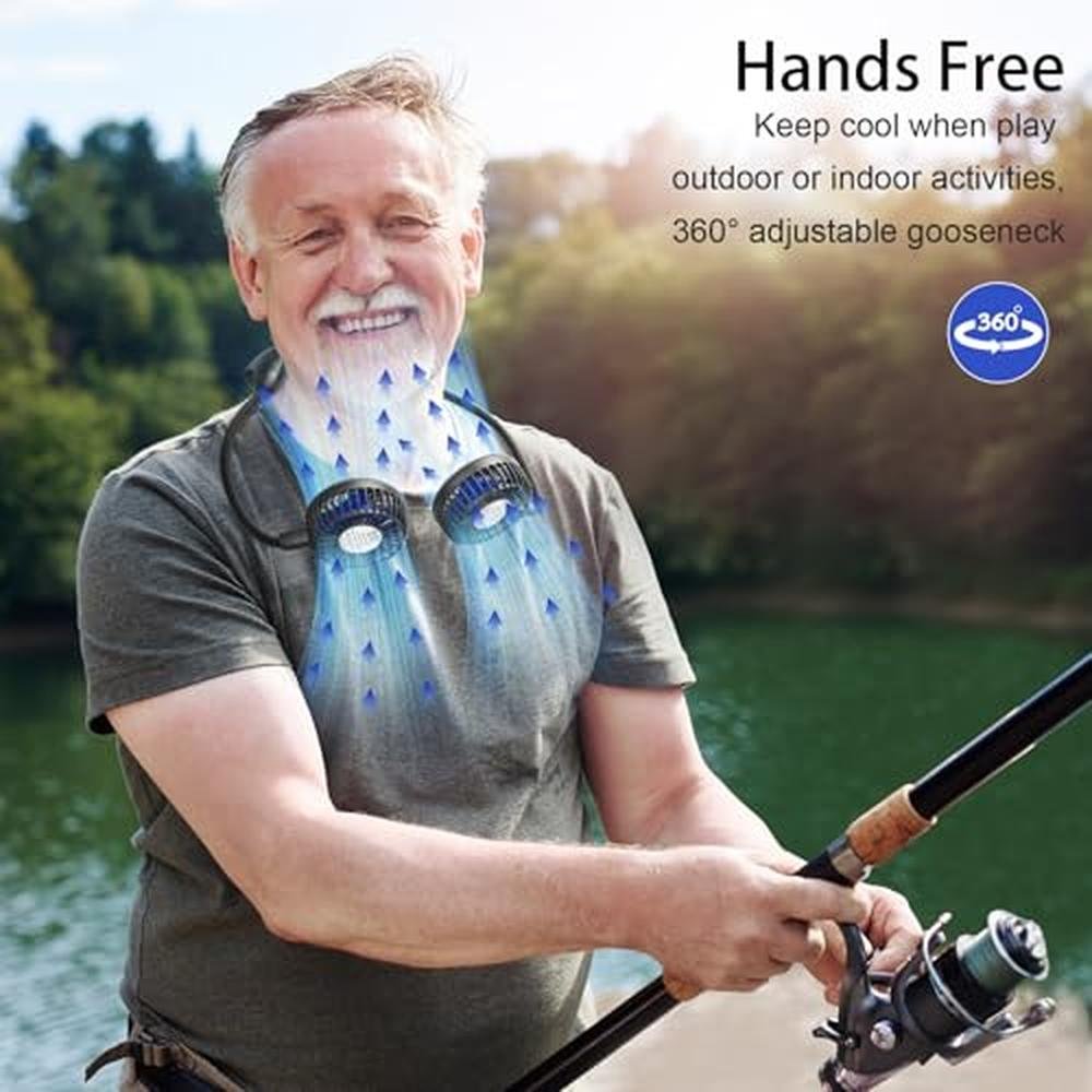 HandFan: 10000mAh Portable Neck Fan Rechargeable 48hrs – In Use