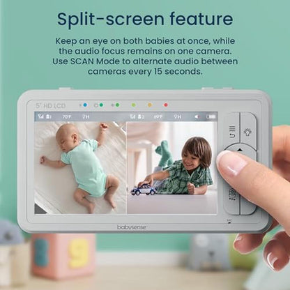 Baby Monitor: Babysense 5 HD Split-Screen Video Baby – Side View