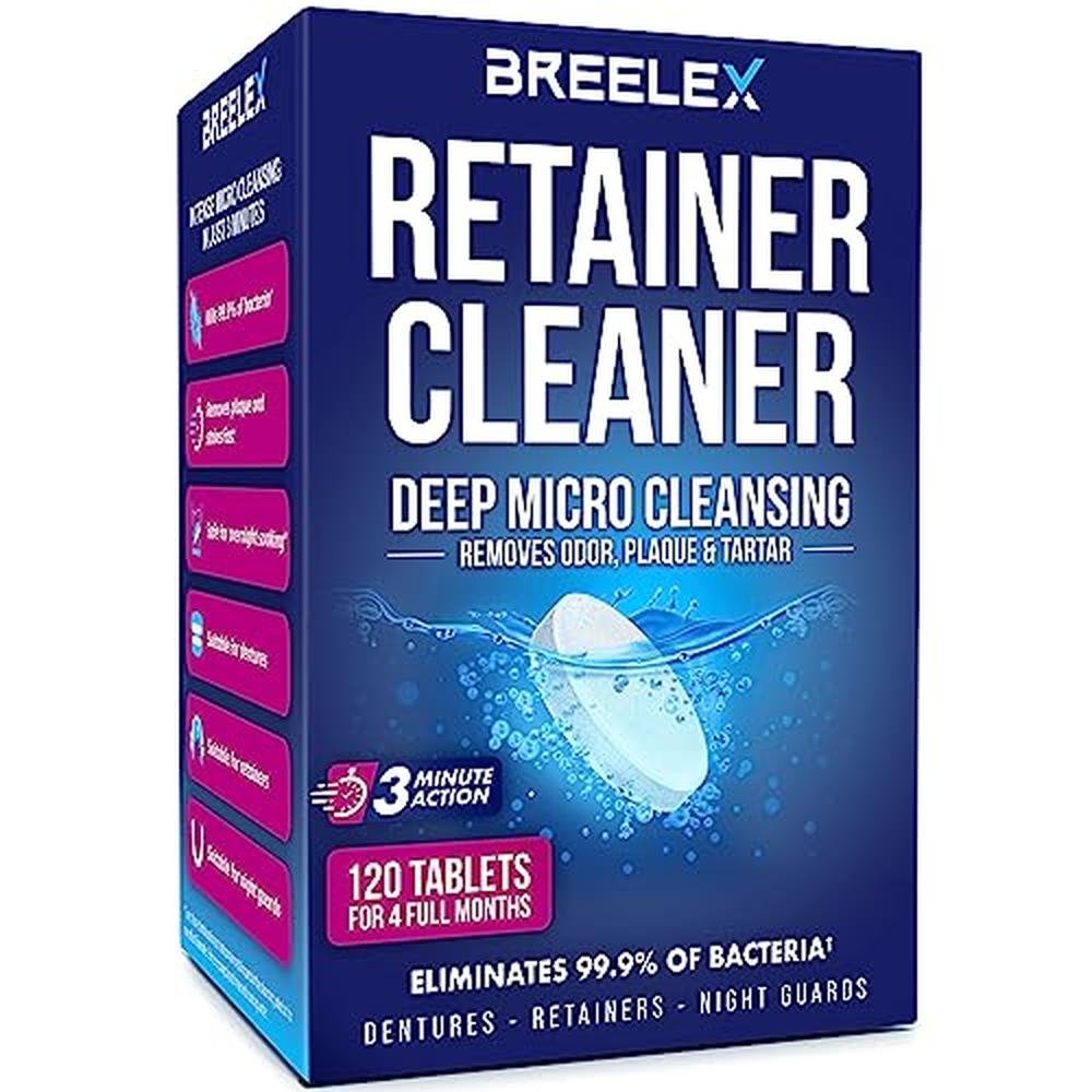 Denture Tablets: Breelex 120 Retainer Cleaner Tablets for – Front View