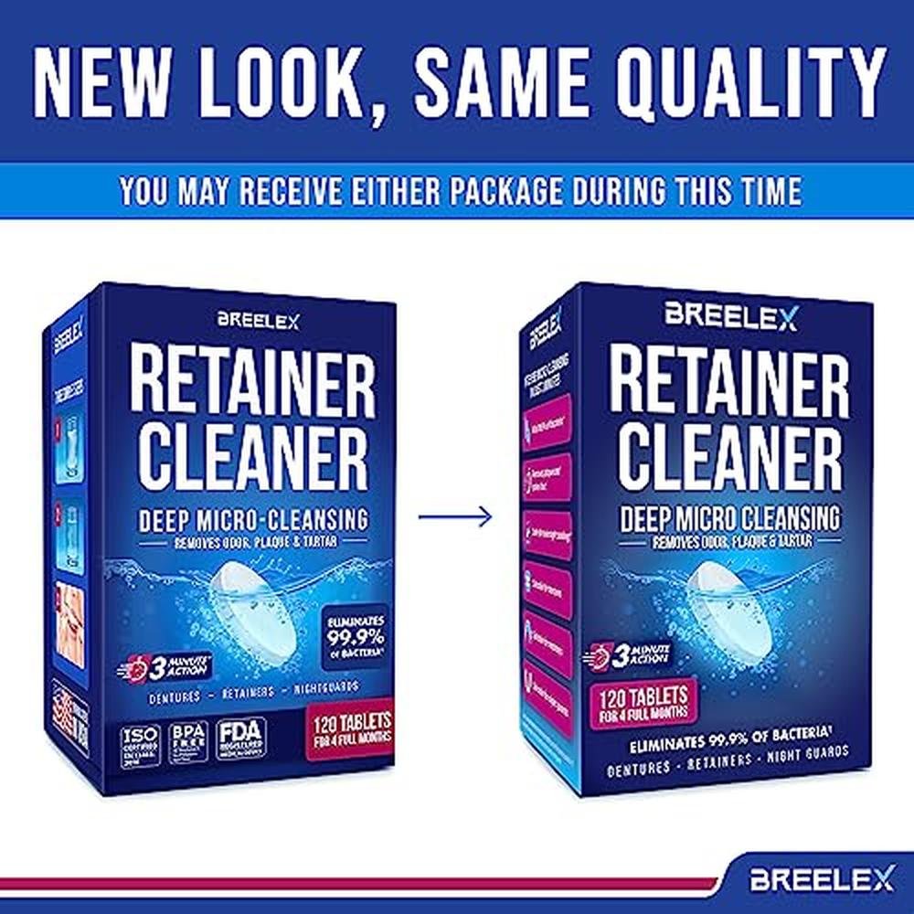 Denture Tablets: Breelex 120 Retainer Cleaner Tablets for – Side View