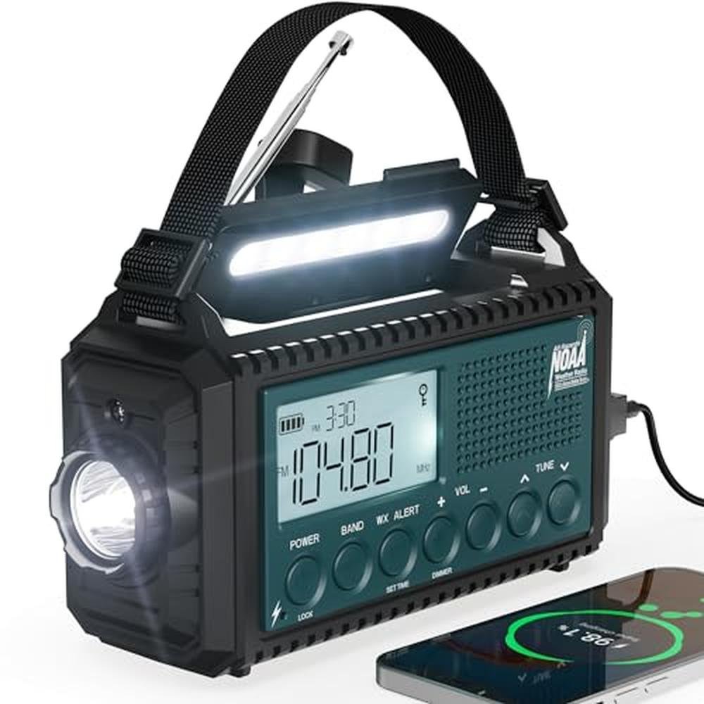 Emergency Weather Radio: Mesqool 5000 Solar Hand Crank – Front View