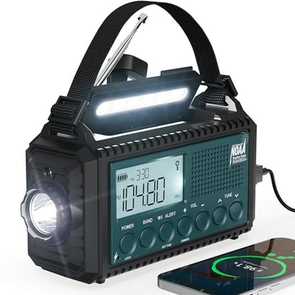 Emergency Weather Radio: Mesqool 5000 Solar Hand Crank – Front View