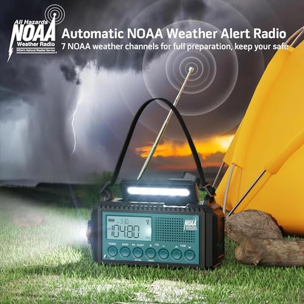 Emergency Weather Radio: Mesqool 5000 Solar Hand Crank – Side View