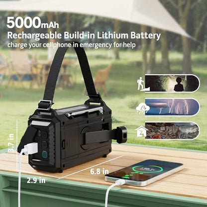 Emergency Weather Radio: Mesqool 5000 Solar Hand Crank – Close-up Detail