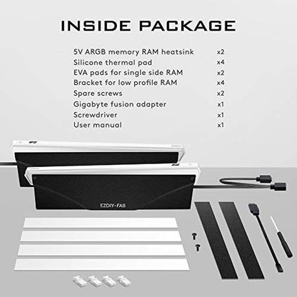 Sync EZDIY: EZDIY-FAB 5V ARGB Memory RAM Cooler DDR Heatsink – Close-up Detail