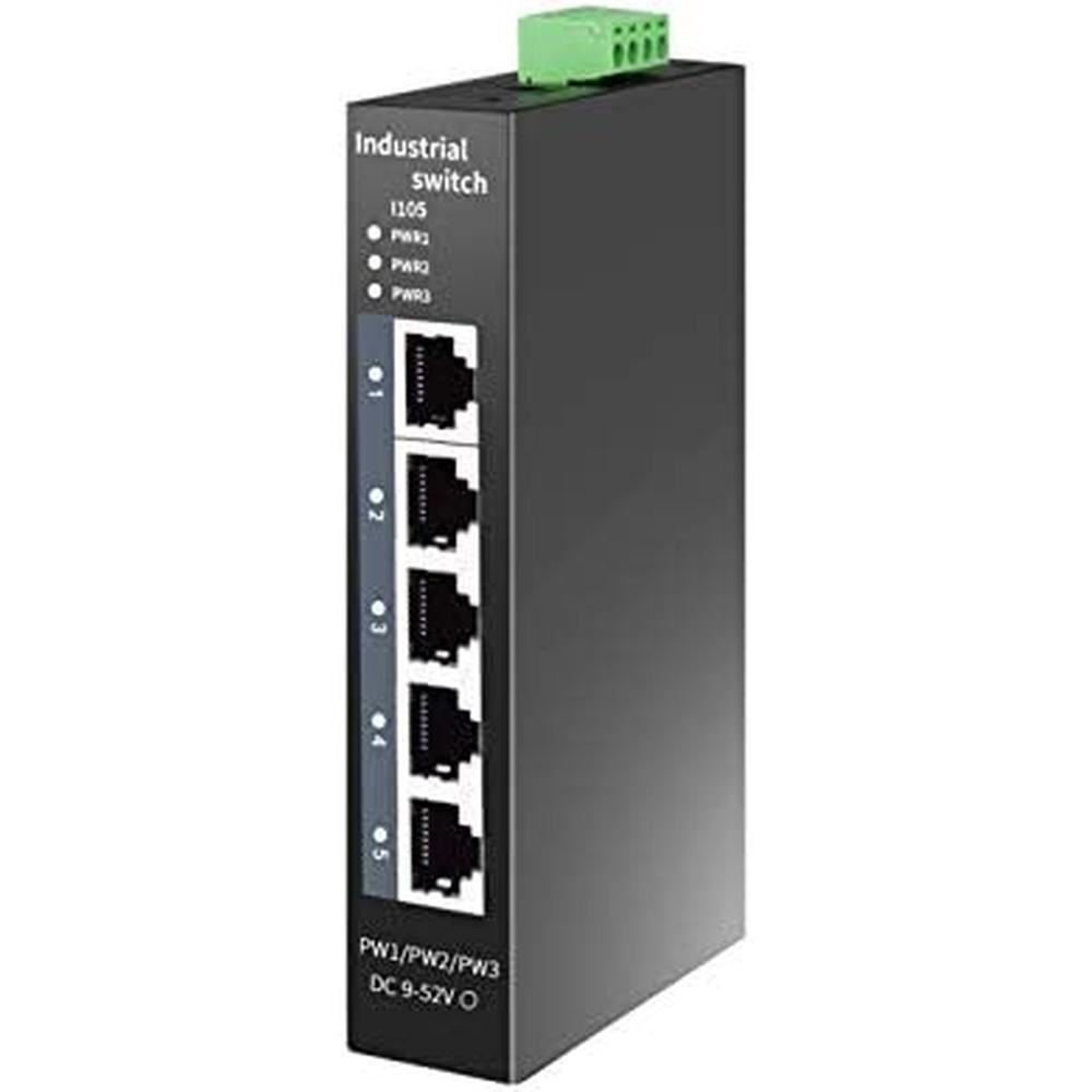 STEAMEMO 5-Port Industrial Ethernet Switch – Front View