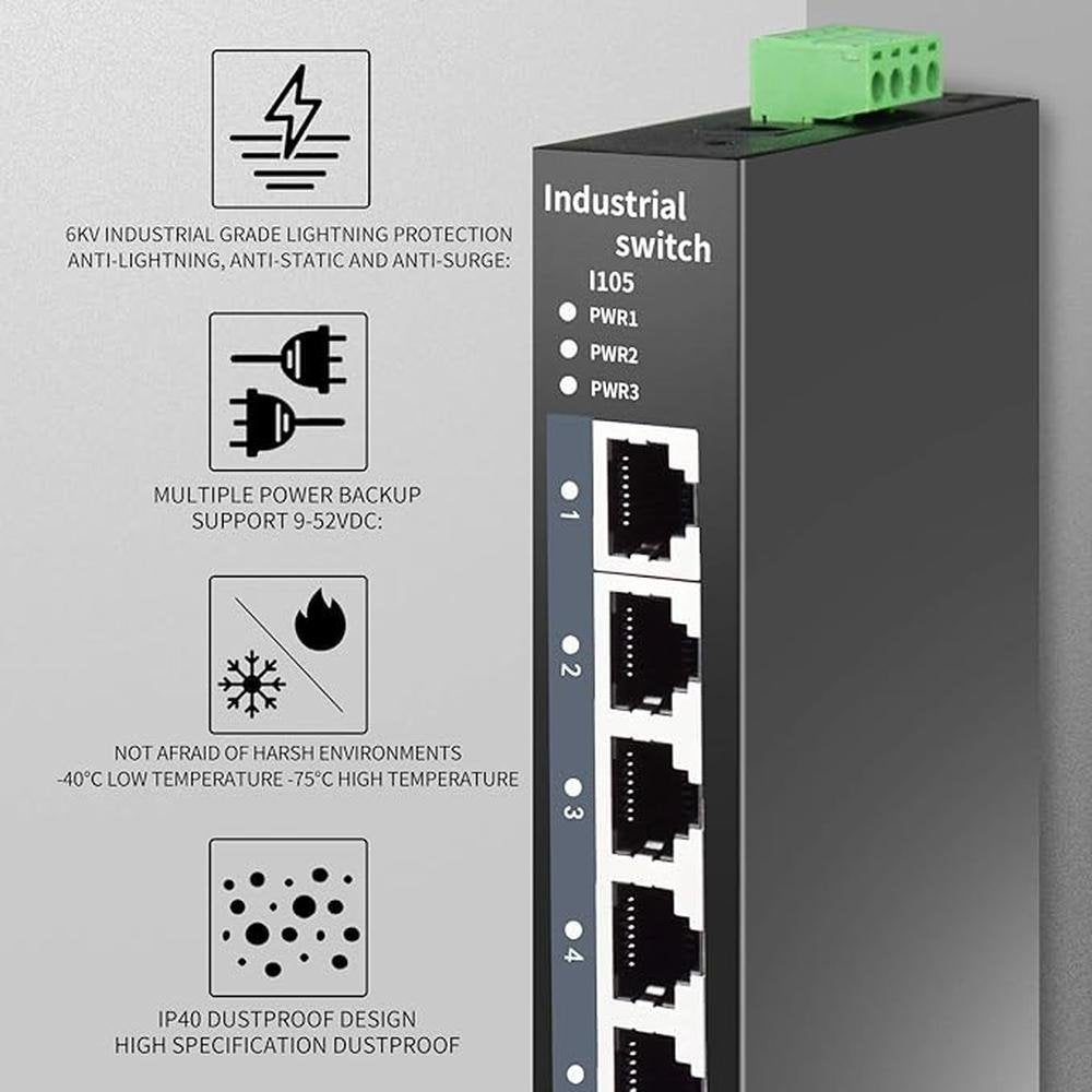STEAMEMO 5-Port Industrial Ethernet Switch – In Use