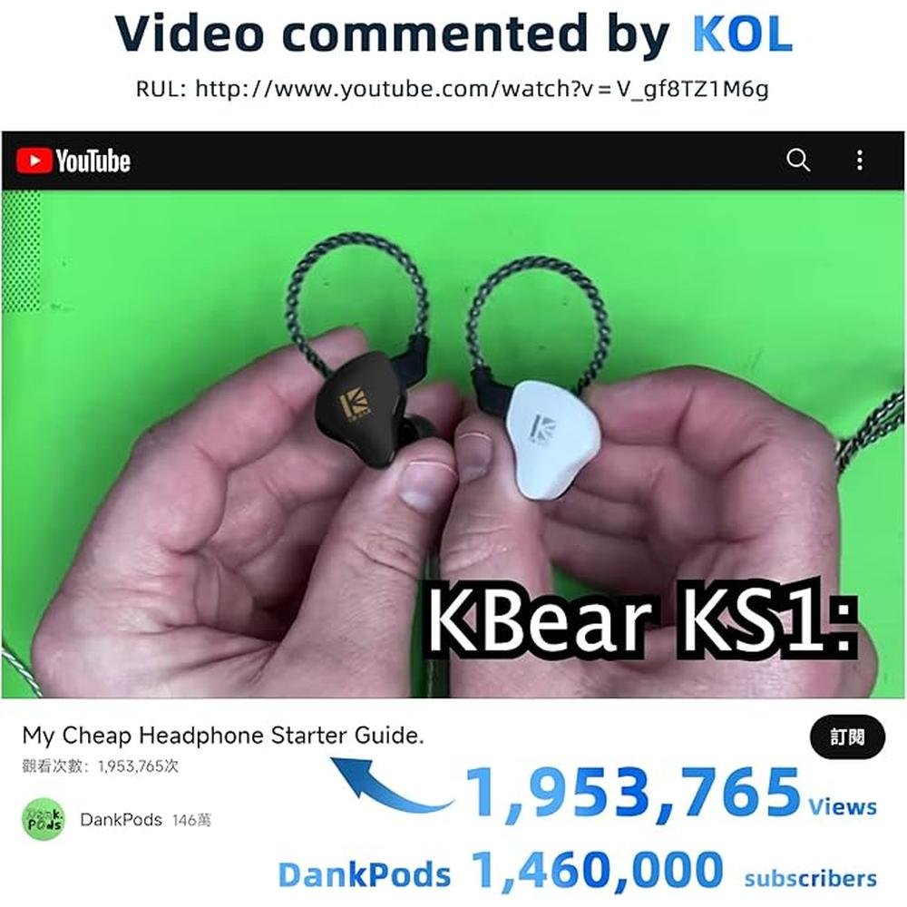 YINYOO KBEAR KS1 in Ear Monitor Bass Earbuds Wired Earbuds – Close-up Detail