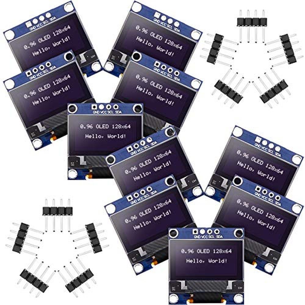 I2C OLED Display Module: Frienda 10 Pieces 0.96 Inch 128x64 – Front View