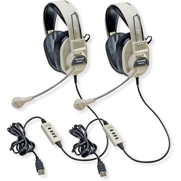 Califone 3066-USB Deluxe Multimedia Stereo Headset with USB – Front View