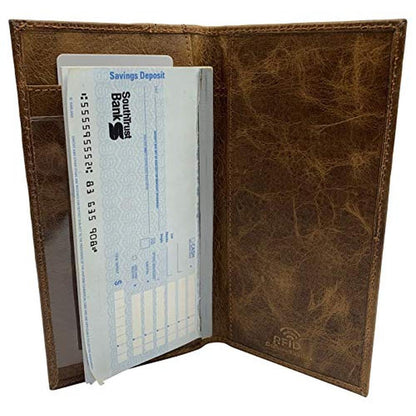 Genuine Leather Checkbook Cover For Men & Women Checkbook – Side View