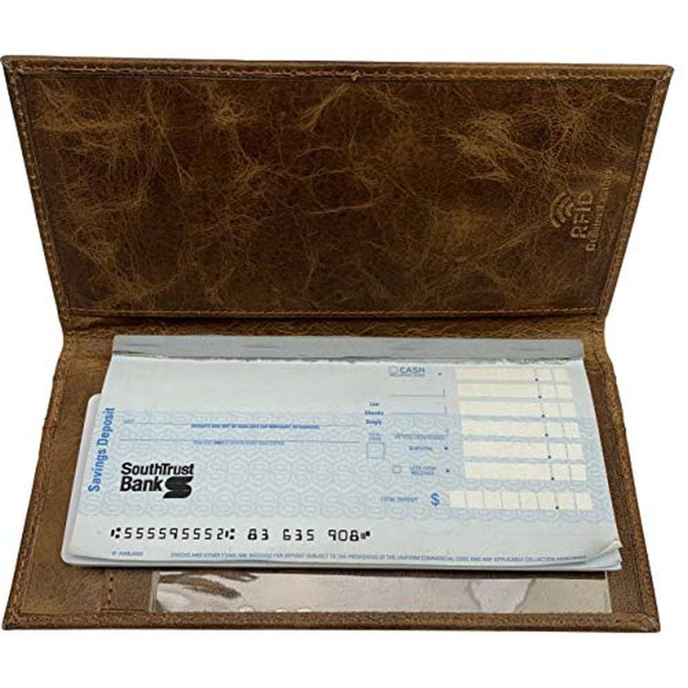 Genuine Leather Checkbook Cover For Men & Women Checkbook – Close-up Detail