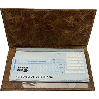 Genuine Leather Checkbook Cover For Men & Women Checkbook – Close-up Detail
