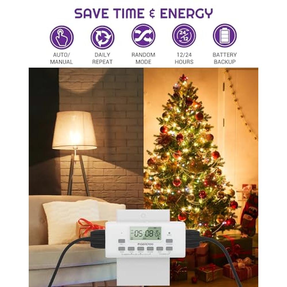 Programmable Timer Outlet: NEARPOW 3-Prong Digital Timer – Side View
