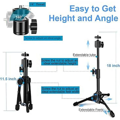 Webcam Tripod: JCWINY Extendable Desktop Tripod for Camera – Side View