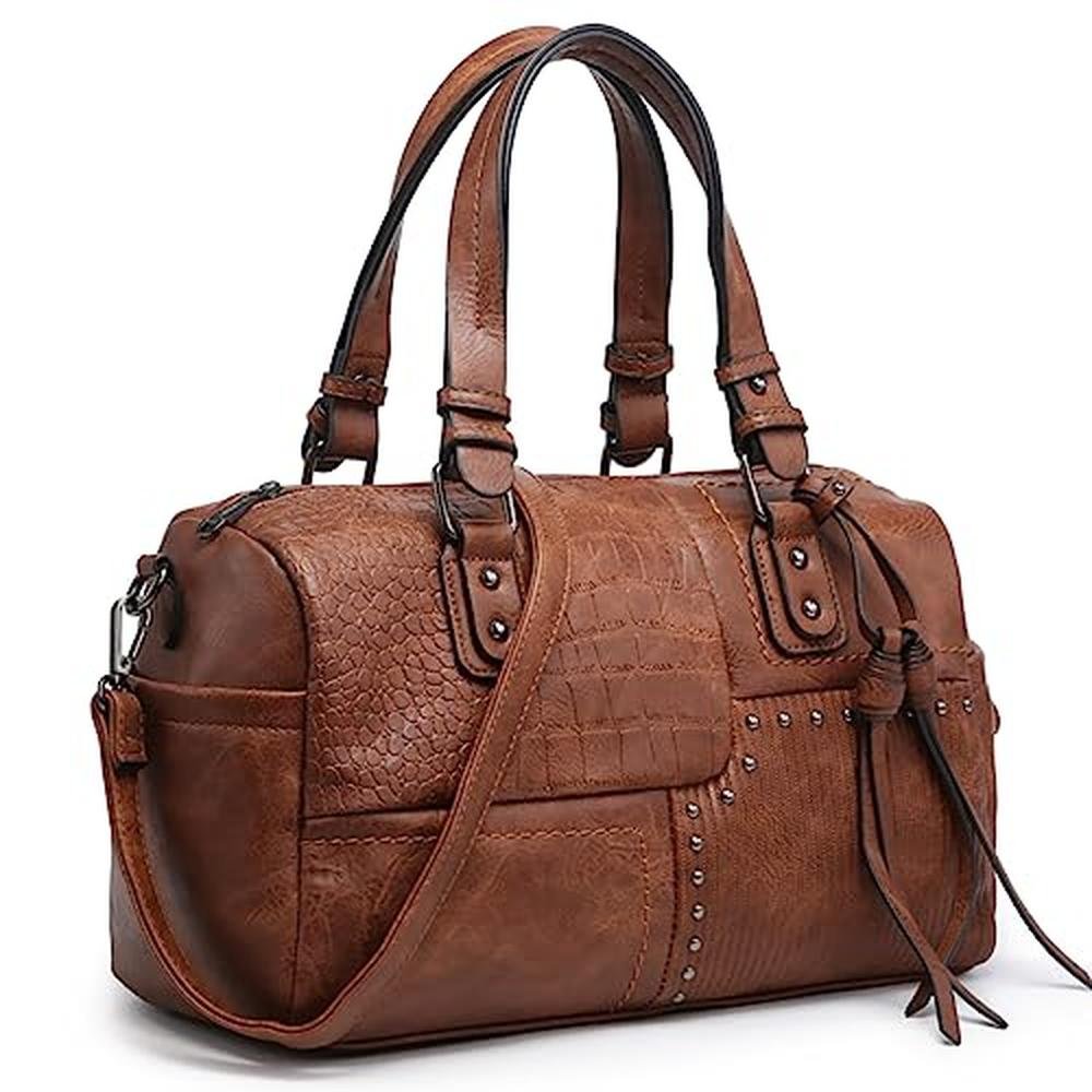 Dasein Women: Soft Vegan Leather Barrel Bags Large Hobo Top – Front View