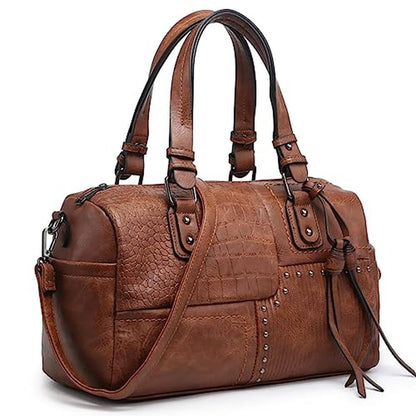 Dasein Women: Soft Vegan Leather Barrel Bags Large Hobo Top – Front View