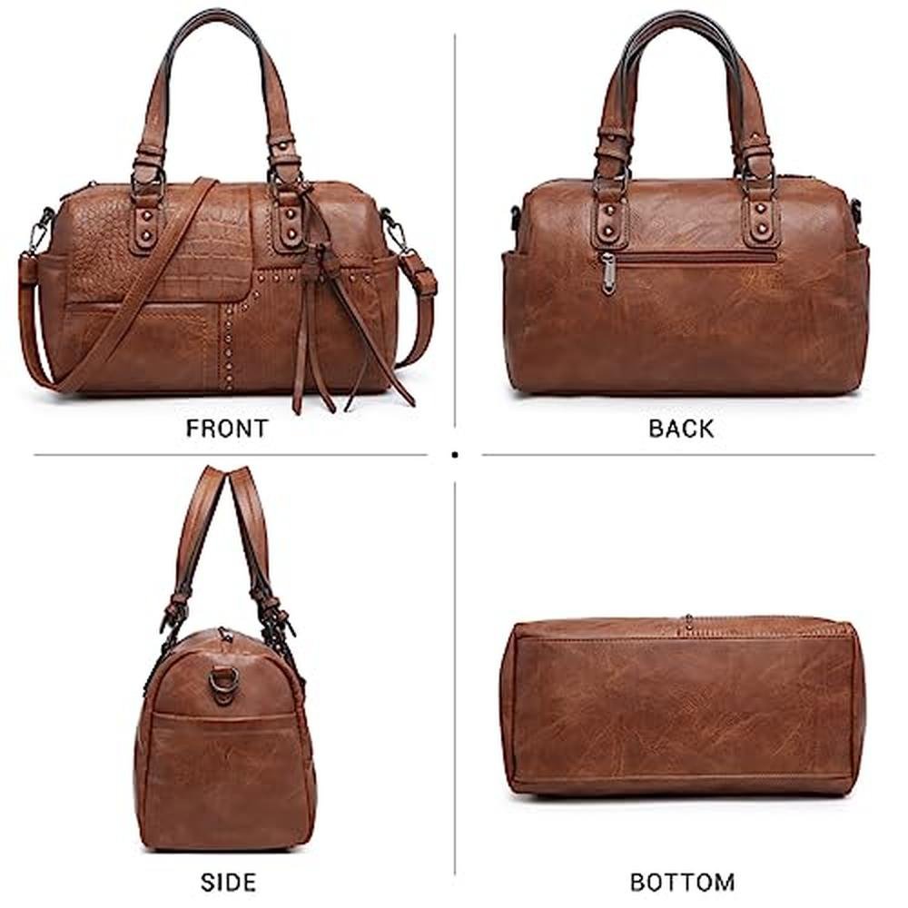 Dasein Women: Soft Vegan Leather Barrel Bags Large Hobo Top – Side View
