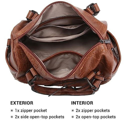 Dasein Women: Soft Vegan Leather Barrel Bags Large Hobo Top – In Use