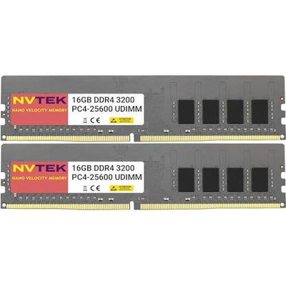 NVTEK 32GB: 2x16GB DDR4 3200MHz PC4-25600 UDIMM 2Rx8 1.2V – Front View