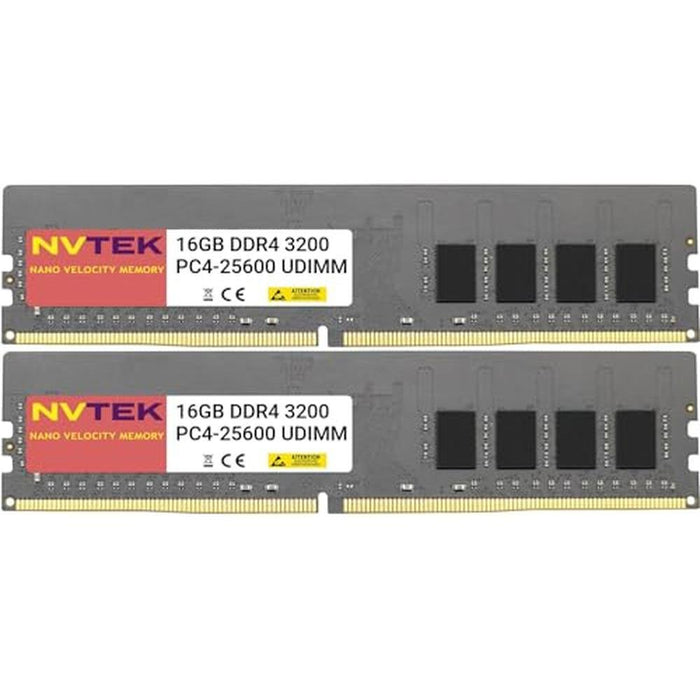 NVTEK 32GB: 2x16GB DDR4 3200MHz PC4-25600 UDIMM 2Rx8 1.2V – Front View