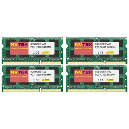 NVTEK 32GB: 4X8GB DDR3 1600MHZ PC3-12800 SODIMM 2Rx8 1.35V – Front View