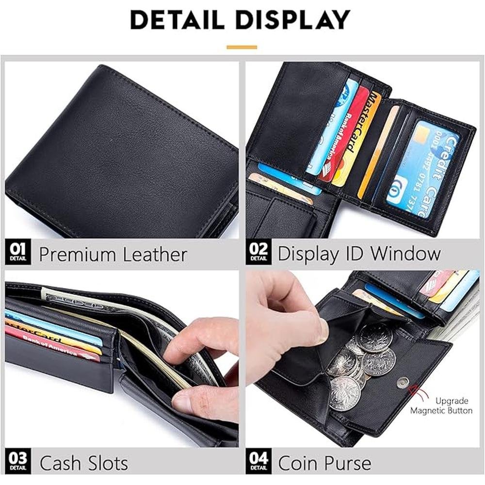Wallet Pocket: Men's Leather Wallet with Coin Pocket – In Use