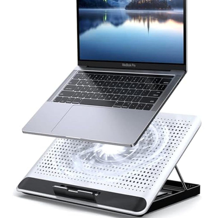 Laptop Fan: 16inch Single Fan Lap Chill Mat Aluminum Panel – Front View