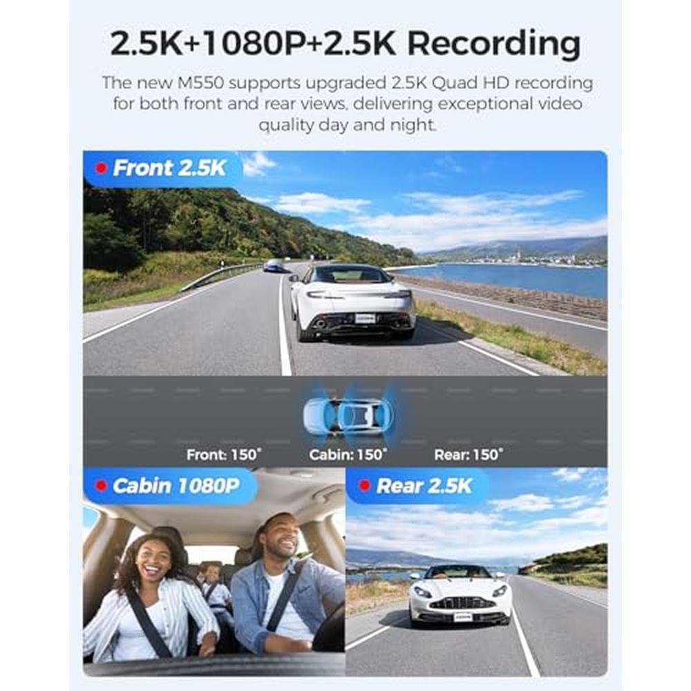 Best 1440p Dash Cam: AZDOME M550 3 Channel 4K+2.5K Dual – Side View