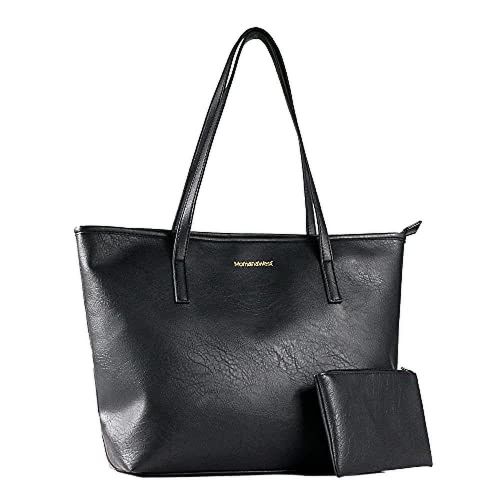 Montana West Tote Bags: MWC-028BK Large Leather Purses and – Front View