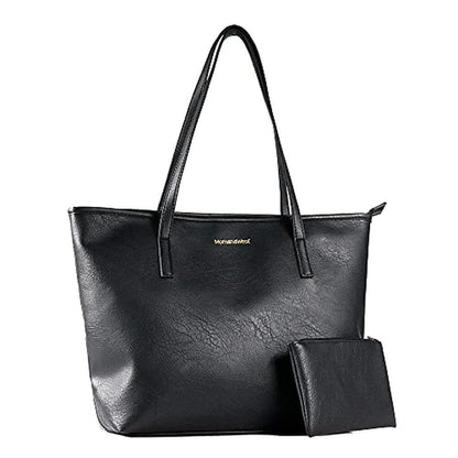 Montana West Tote Bags: MWC-028BK Large Leather Purses and – Front View