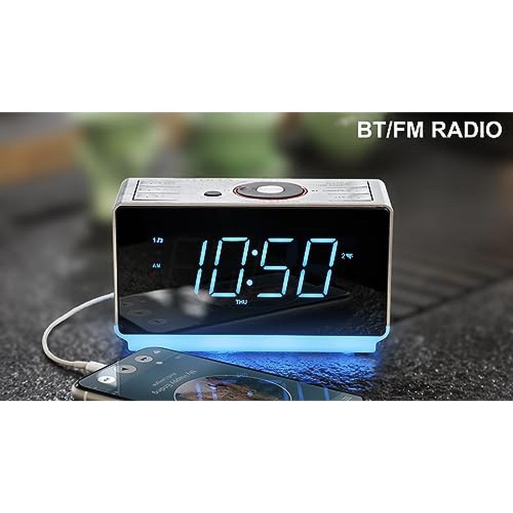 Alarm Radio: iTOMA Alarm Clock Radio with Bluetooth Speaker – Side View