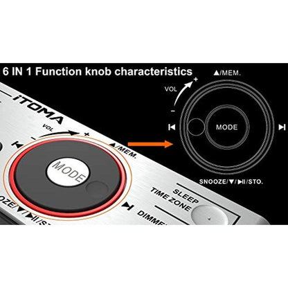 Alarm Radio: iTOMA Alarm Clock Radio with Bluetooth Speaker – Close-up Detail