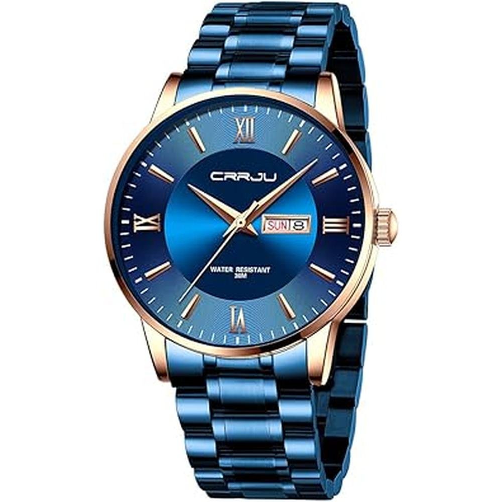 Men's CRRJU Luxury Watch: CRRJU Business Auto Date – Front View