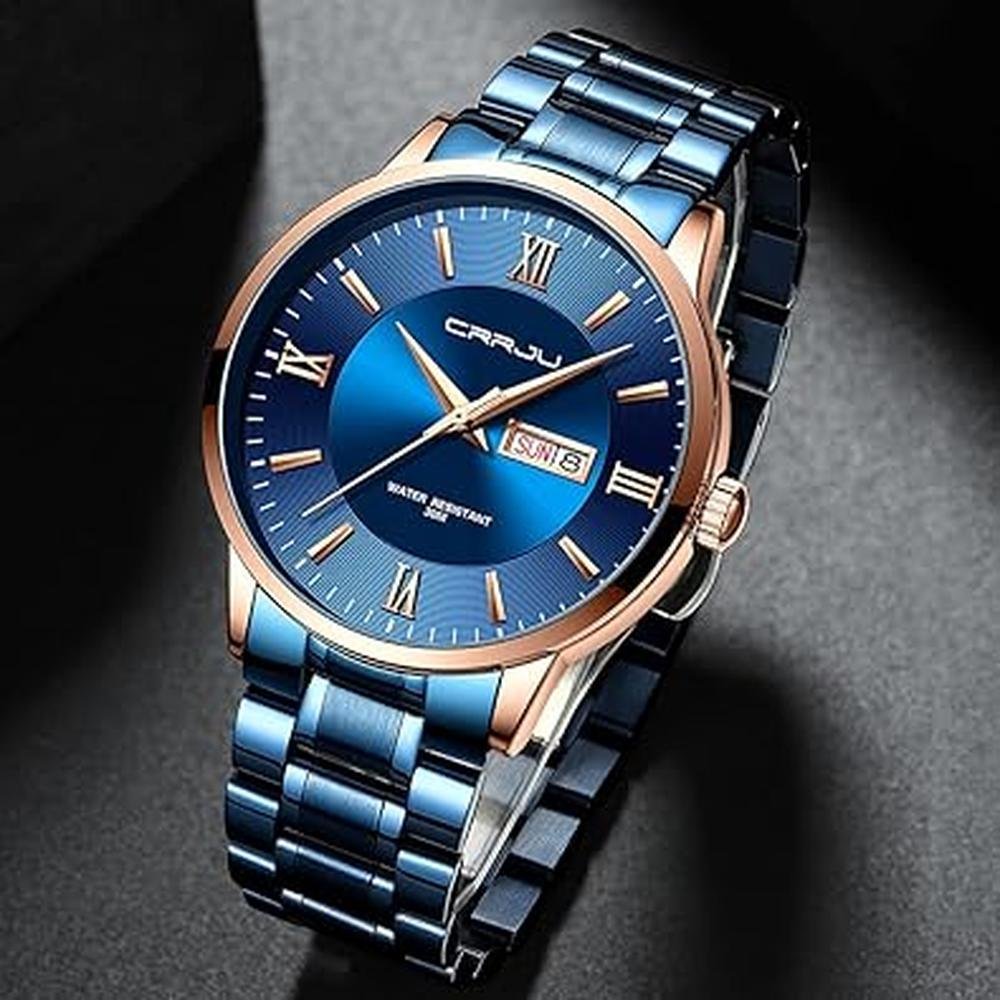Men's CRRJU Luxury Watch: CRRJU Business Auto Date – Close-up Detail