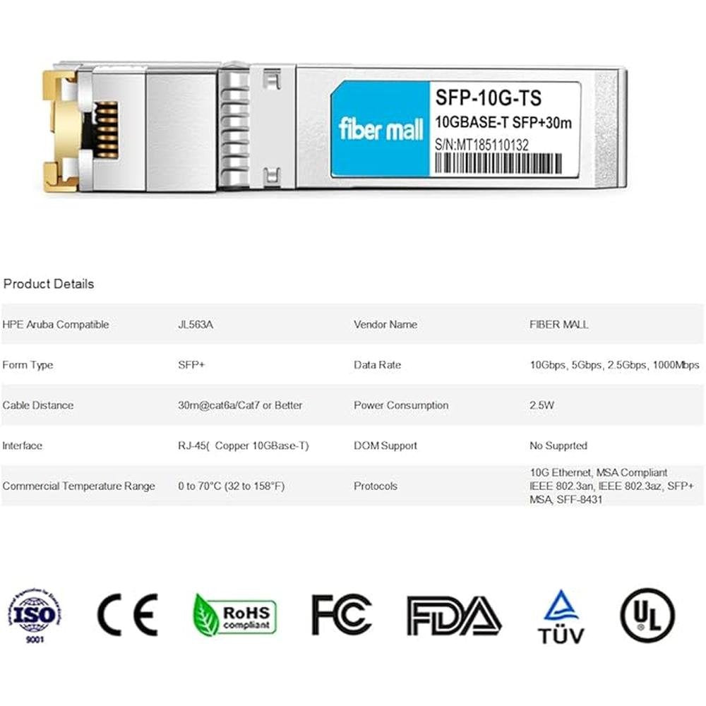 10gbase-t sfp+ to rj45 for HPE Aruba JL563A Compatible 10G – In Use