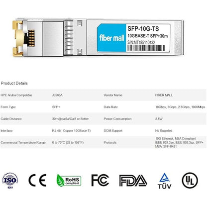 10gbase-t sfp+ to rj45 for HPE Aruba JL563A Compatible 10G – In Use