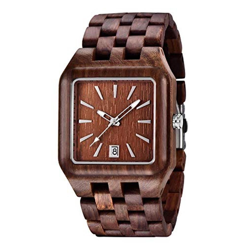 Watches Dentily: Dentily Wood Watch Men's Rectangle Dial – Front View