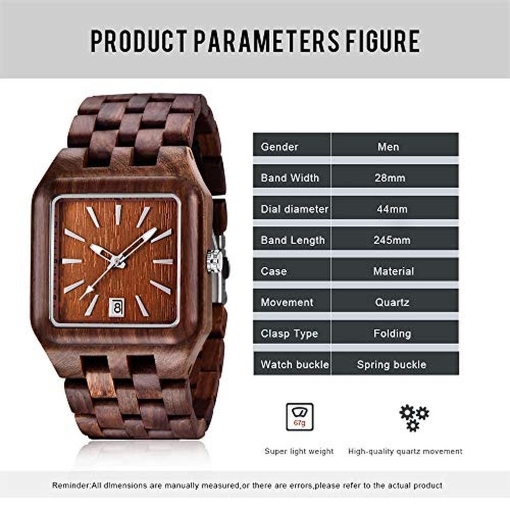 Watches Dentily: Dentily Wood Watch Men's Rectangle Dial – In Use