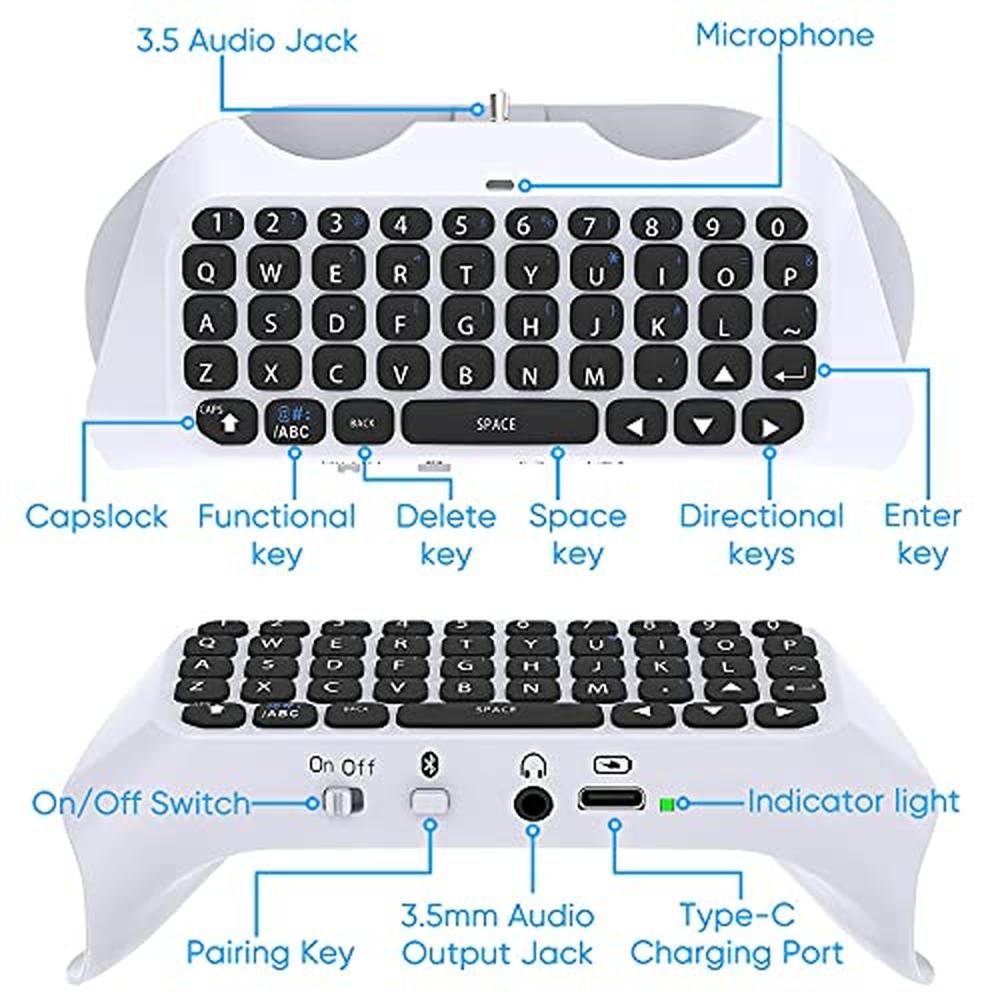 Wireless Keyboard for PS5: Premium Bluetooth 3.0 Mini – Side View