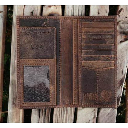 F&L CLASSIC Men's RFID Vintage Look Genuine Leather Long – Side View