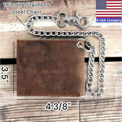 F&L CLASSIC RFID Blocking Mens bi-fold Style Cowhide – Front View