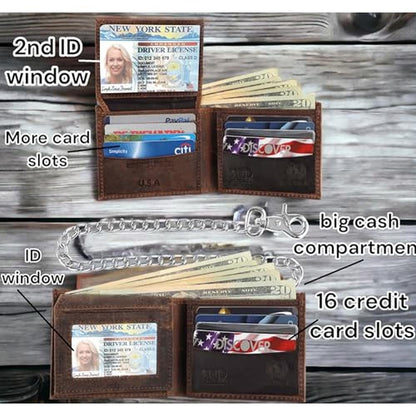 F&L CLASSIC RFID Blocking Mens bi-fold Style Cowhide – Side View