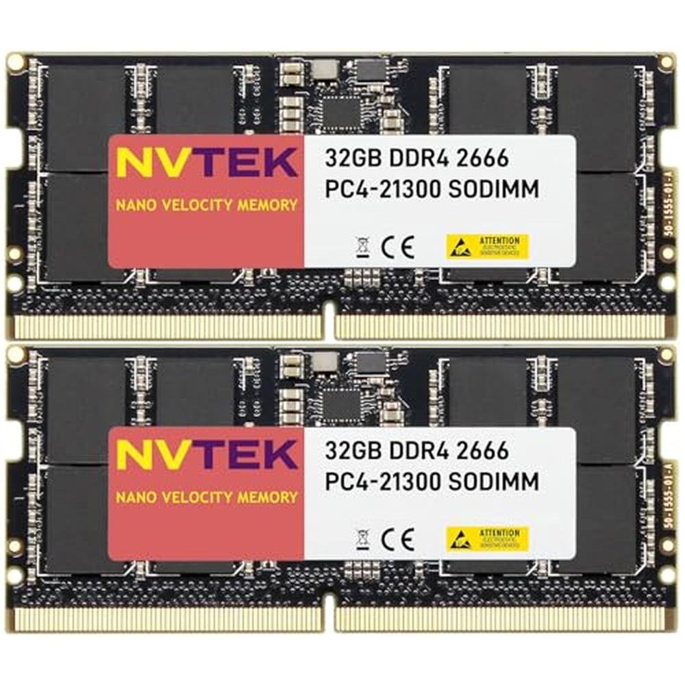 NVTEK 64GB: 2X32GB DDR4 2666MHZ PC4-21300 SODIMM – Front View
