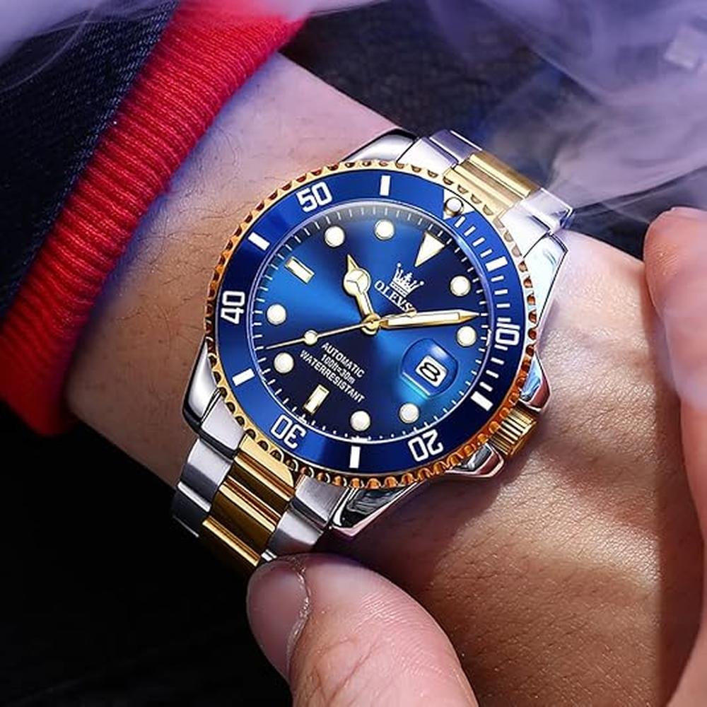Watch Men: Olevs Automatic Watch for Men Big Face Business – Side View